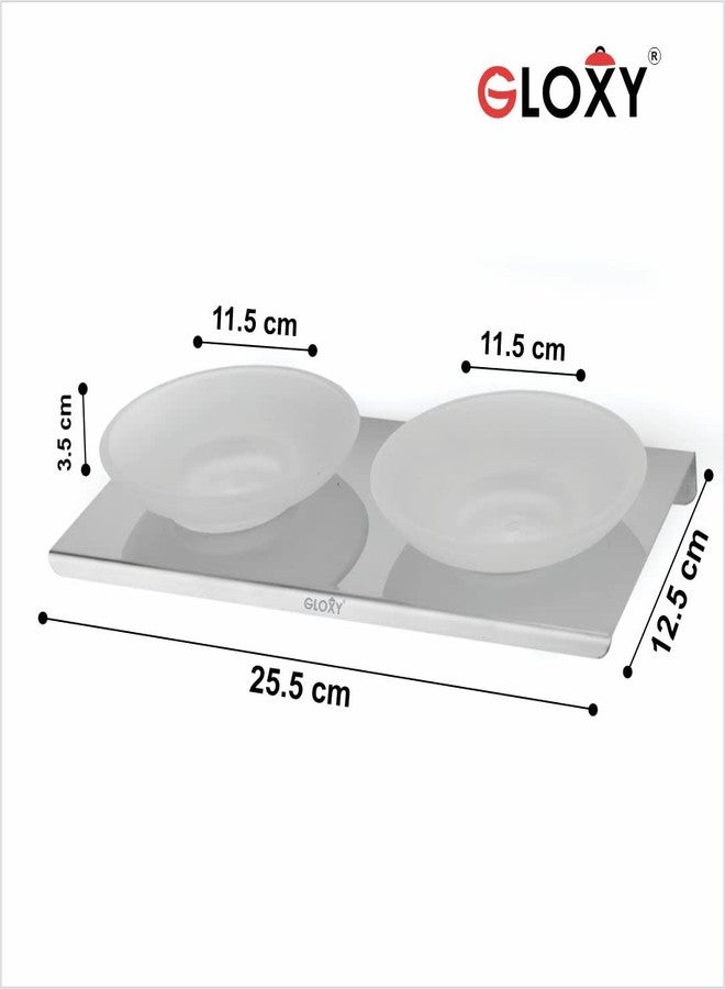 GLOXY ENTERPRISE Wall Mount Stainless Steel with GlassOval Shape Double Soap Holder for Bathroom, Soap Stands for Bathroom Wall/Soap Tray for Bath Dish Bathroom Accessories and Fittings Rust Free - Image 5